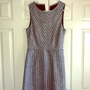 J Crew Blue/White Linen Dress Size 6 EUC
